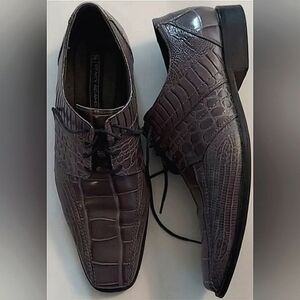 Men's croc embossed leather gray dress shoes by Stacy Adams